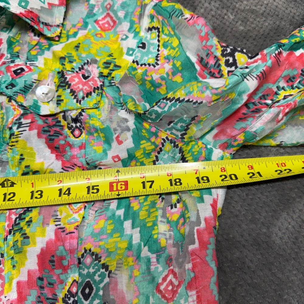 Ruby Rd Petite Tribal Geometric Print Button Front Jacket Multi Color Size 8P - Picture 6 of 6